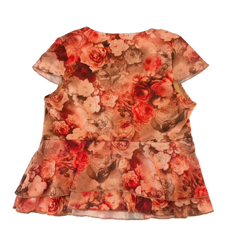 Rebellious Dreamer Floral Babydoll Top Size S Mesh Sheer Y2K Romantic Fairy - Picture 2 of 6